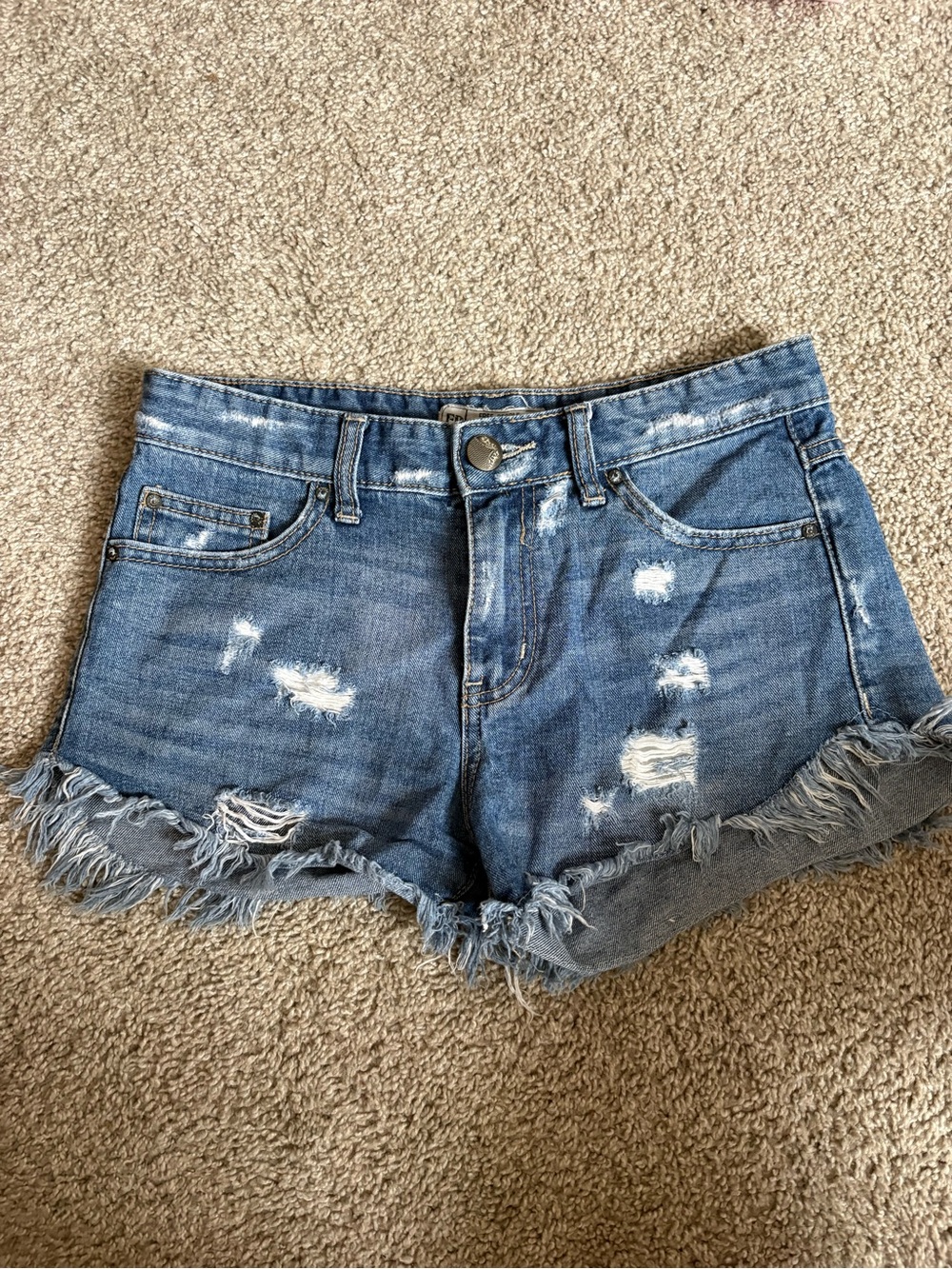 Free People Cutoff Distressed Jean Denim Shorts Medium Wash Size 25 - Picture 2 of 3